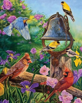  birds Oil Painting - birds parrot and ring